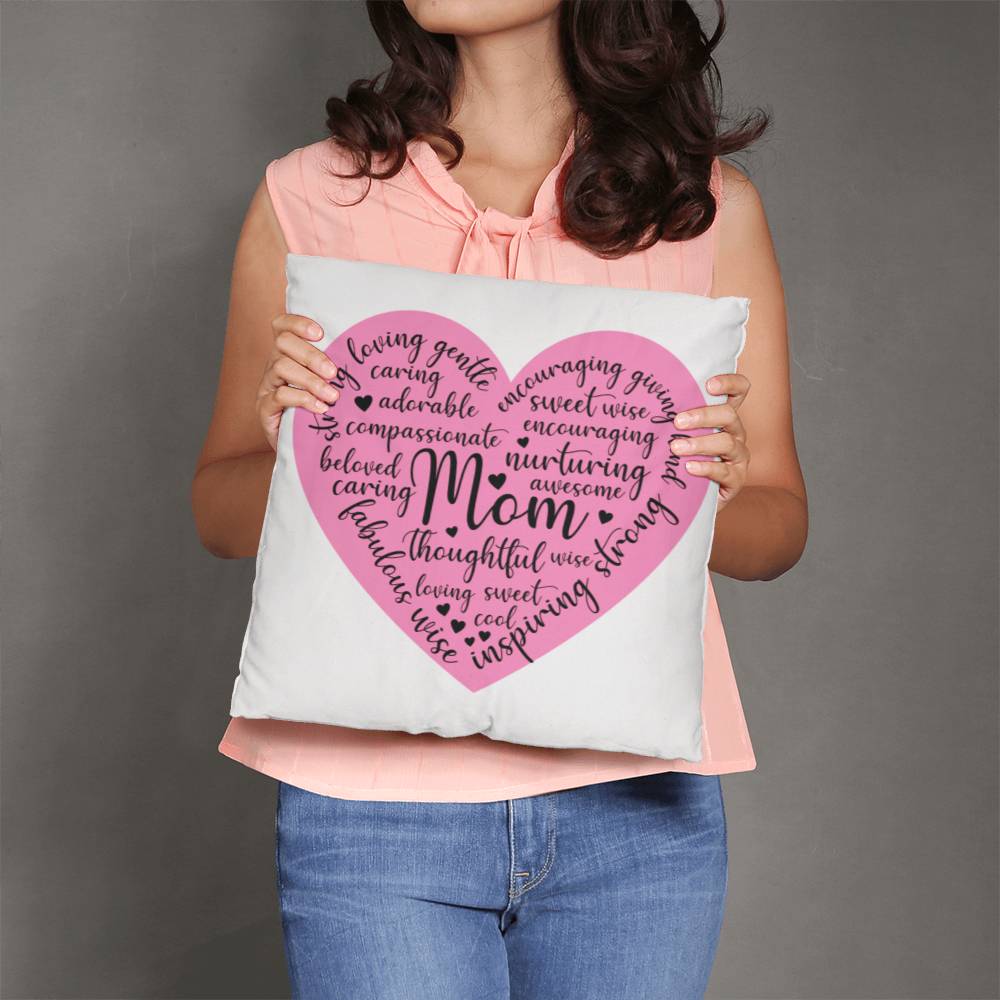 Sweet Pink Heart Pillow for Mom