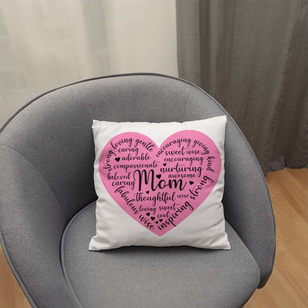 Sweet Pink Heart Pillow for Mom
