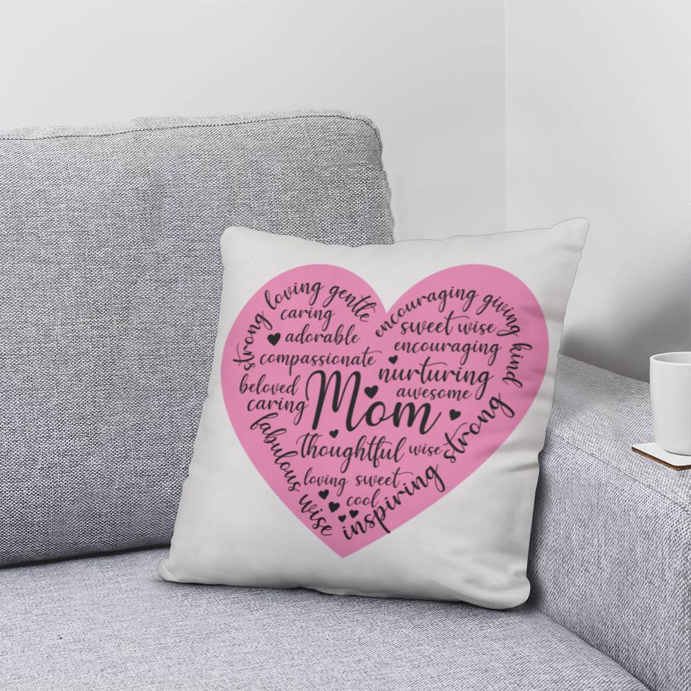 Sweet Pink Heart Pillow for Mom