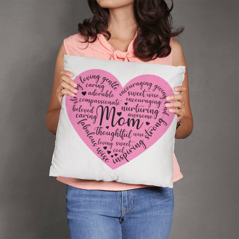 Sweet Pink Heart Pillow for Mom