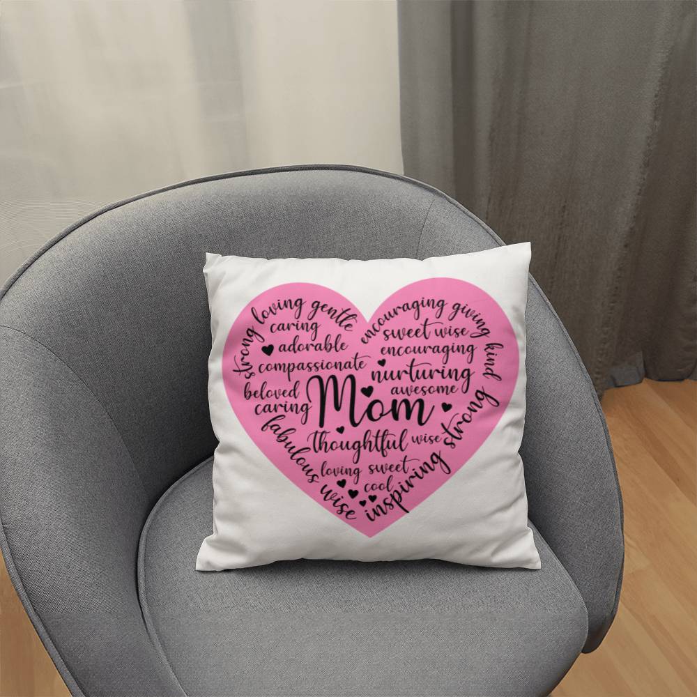 Sweet Pink Heart Pillow for Mom