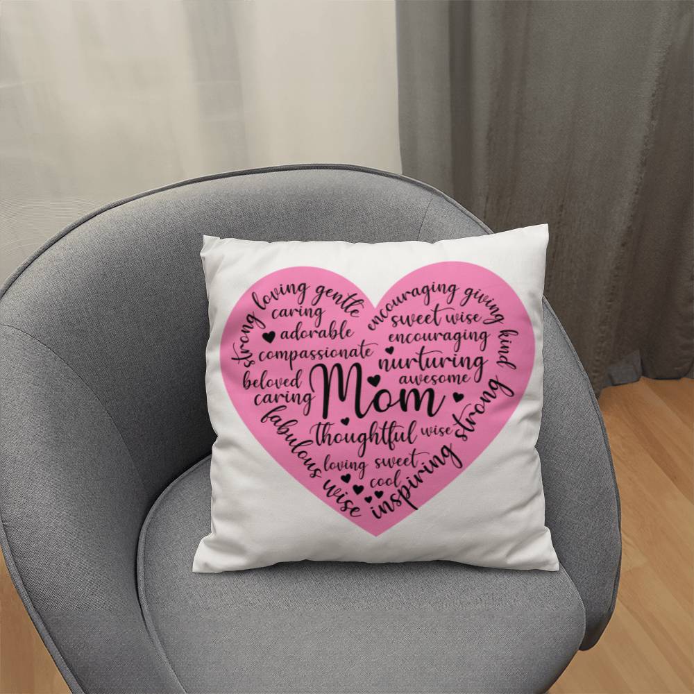 Sweet Pink Heart Pillow for Mom