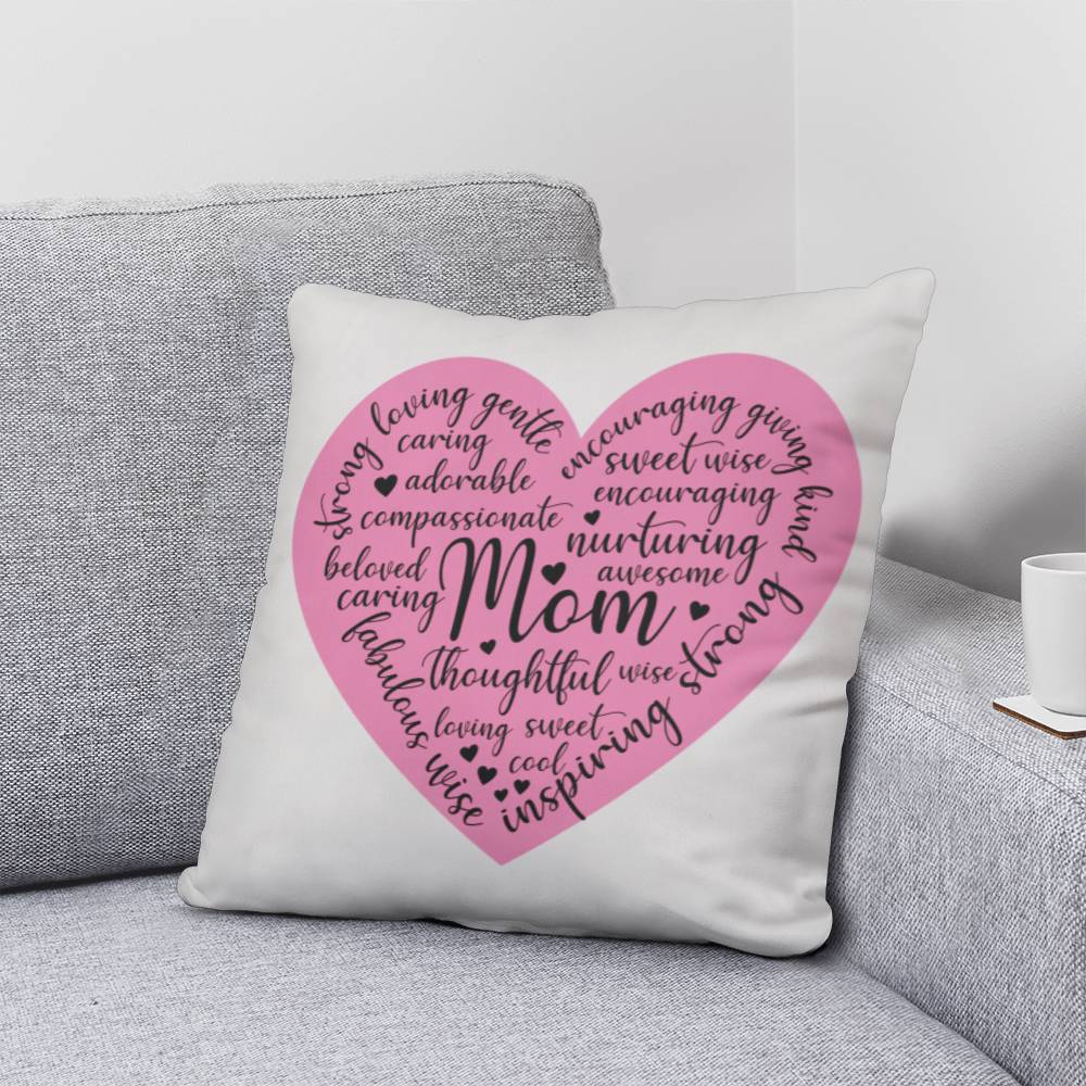 Sweet Pink Heart Pillow for Mom