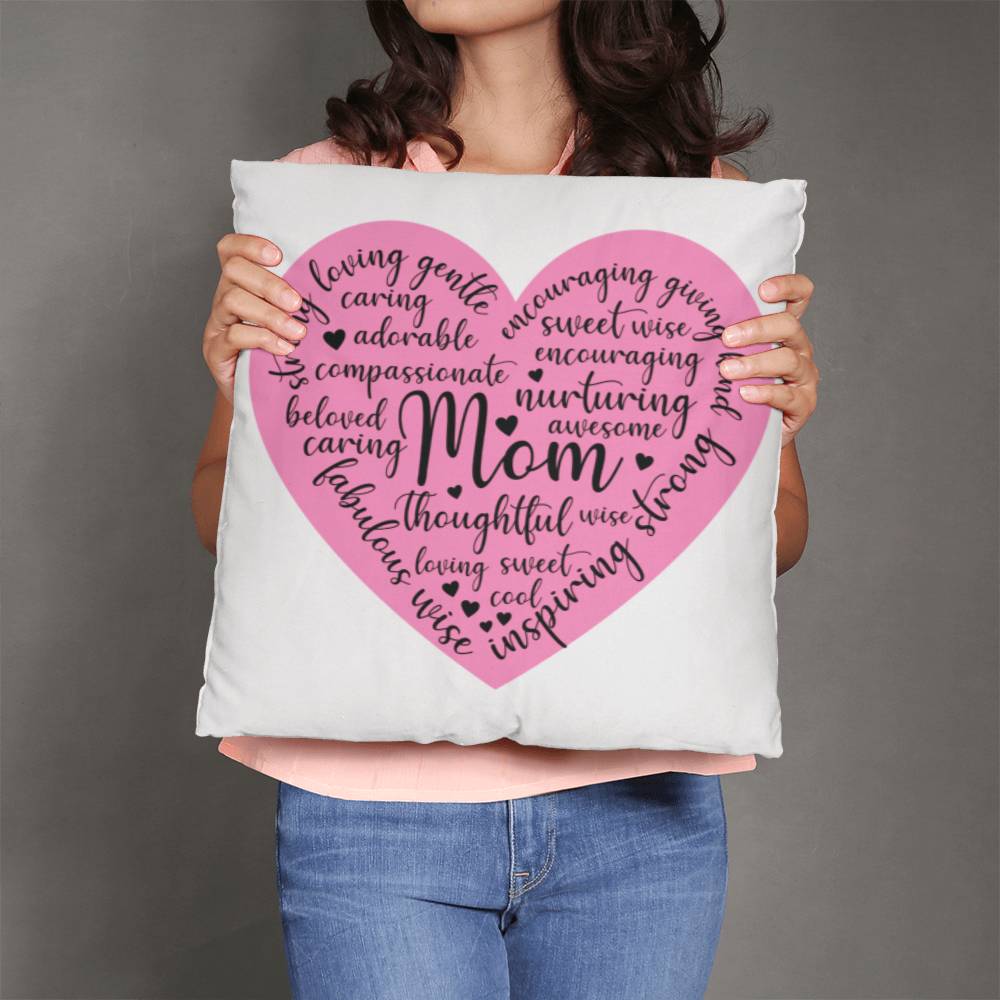 Sweet Pink Heart Pillow for Mom