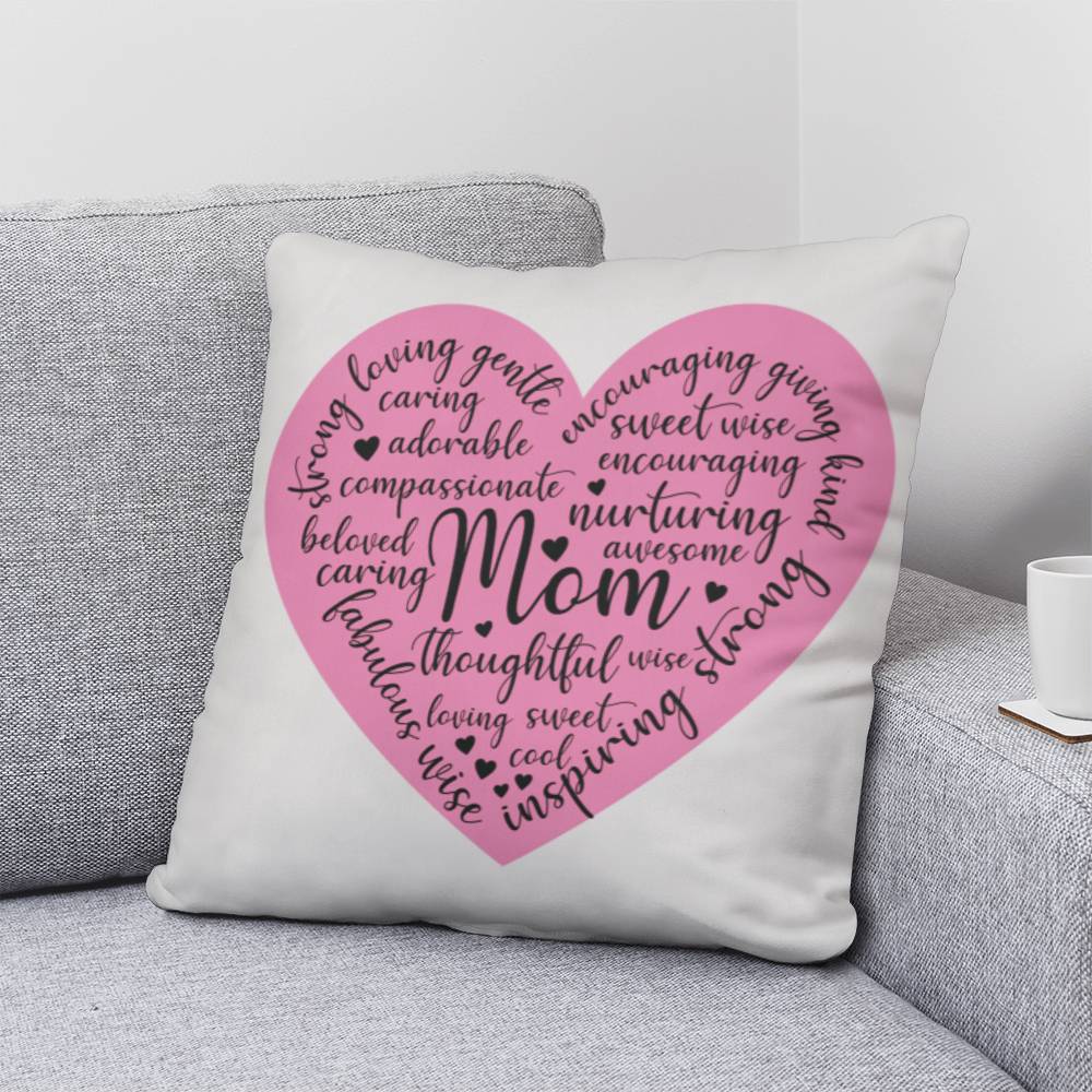 Sweet Pink Heart Pillow for Mom