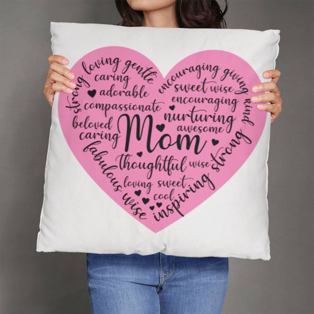 Sweet Pink Heart Pillow for Mom