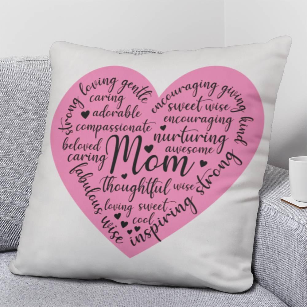 Sweet Pink Heart Pillow for Mom