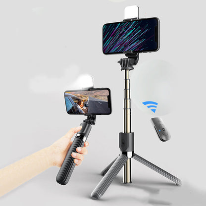 Selfie Stick/Mini Folding Tripod with Light & Bluetooth Remote