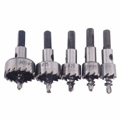Stainless Steel Hole Saw Set: 5-Piece HSS High-Speed